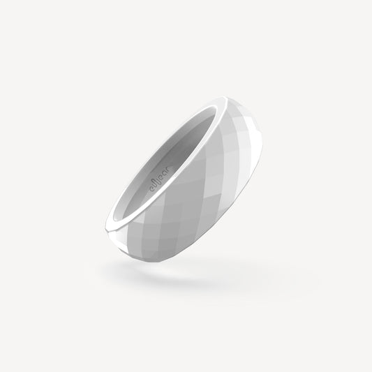 eWear Payment Ring - Silky White Ceramic Faceted